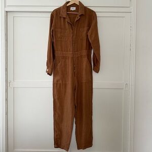 Mate The Label Long Sleeve Linen Jumpsuit - Sedona size Small